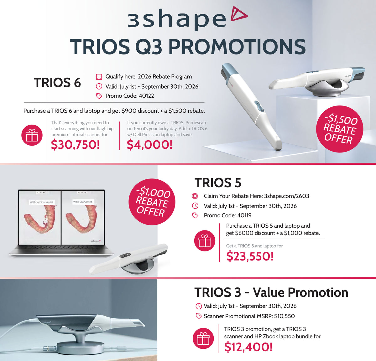 3Shape TRIOS Q3 Promotions offer sheet