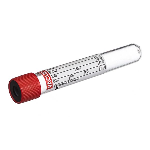 Vacuette Blood Collection Plastic Tube, Red Cap, Clot Activator,